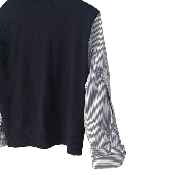 NWOT Derek Lam Corrine Striped Poplin Paneled Wool-Blend Turtleneck SP - Picture 8 of 9